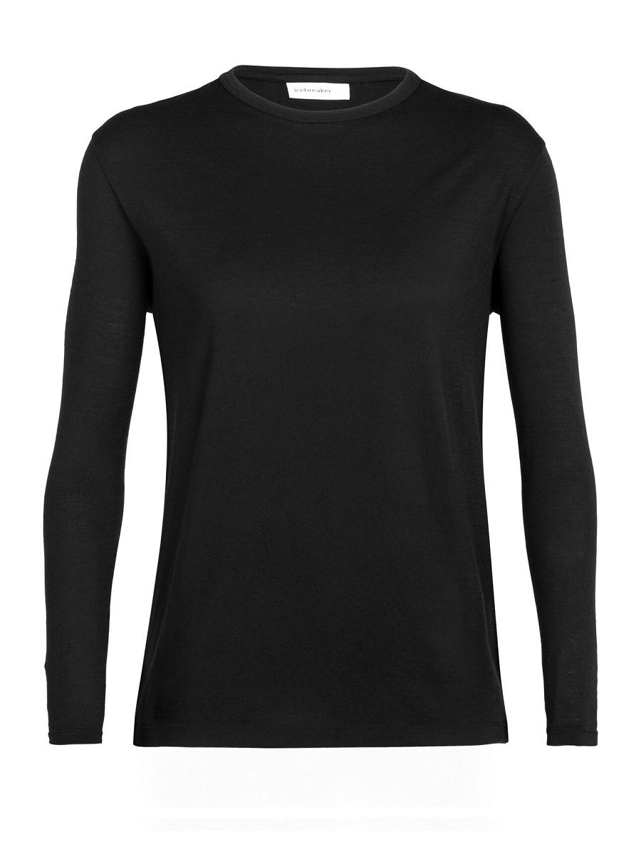 Icebreaker Merino Granary T-Shirt Női Long Sleeve Fekete | HU 1639GSOL